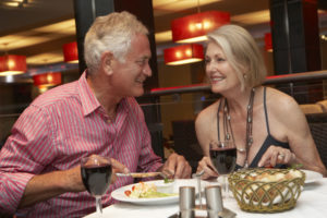 Older couple having dinner out